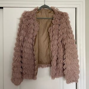 Sysea - Womens Open Front Faux Fur Cardigan Vintage Parka Shaggy Jacket Coat